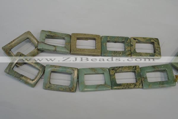 CNS228 15.5 inches 30*40mm rectangle donut natural serpentine jasper beads