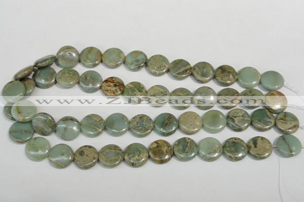 CNS231 15.5 inches 16mm flat round natural serpentine jasper beads