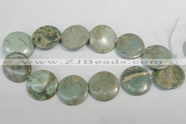 CNS236 15.5 inches 35mm flat round natural serpentine jasper beads