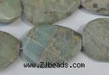 CNS262 20*30mm twisted & faceted rectangle natural serpentine jasper beads