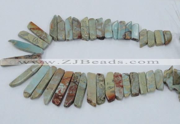 CNS300 Top drilled 10*25mm - 12*50mm sticks serpentine jasper beads