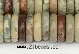 CNS328 15.5 inches 3*10mm rondelle serpentine jasper beads