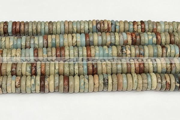 CNS328 15.5 inches 3*10mm rondelle serpentine jasper beads