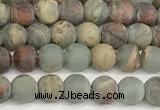 CNS344 15.5 inches 4mm round matte serpentine jasper beads