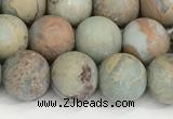 CNS348 15.5 inches 10mm round matte serpentine jasper beads