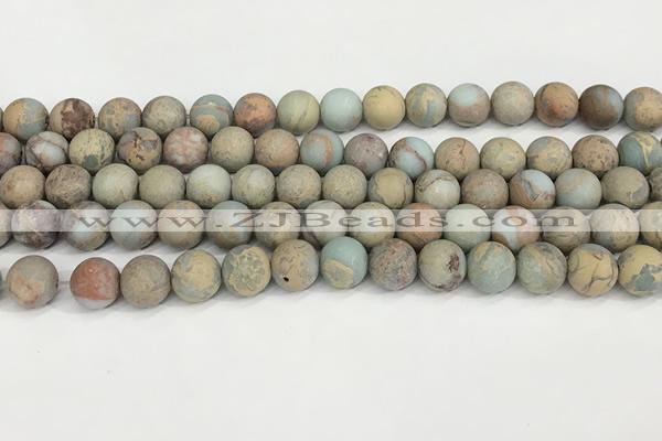 CNS348 15.5 inches 10mm round matte serpentine jasper beads
