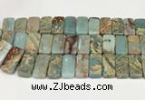 CNS353 7.5 inches 10*20mm rectangle double drilled serpentine jasper beads