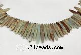 CNS355 Top drilled 5*15mm - 6*45mm sticks serpentine jasper beads