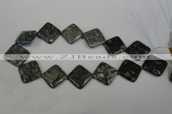 CNS433 15.5 inches 25*25mm diamond natural serpentine jasper beads