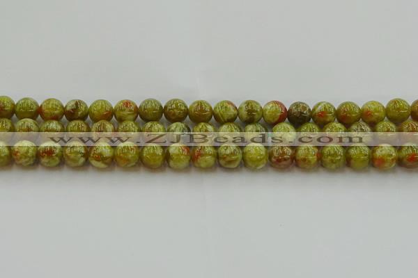 CNS603 15.5 inches 10mm round green dragon serpentine jasper beads
