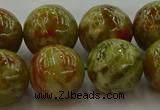 CNS607 15.5 inches 18mm round green dragon serpentine jasper beads