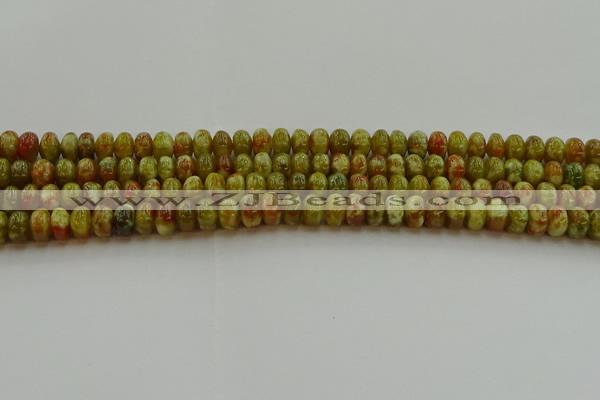 CNS610 15.5 inches 4*6mm rondelle green dragon serpentine jasper beads