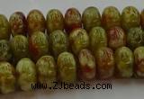 CNS612 15.5 inches 6*10mm rondelle green dragon serpentine jasper beads