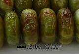 CNS617 15.5 inches 10*20mm rondelle green dragon serpentine jasper beads