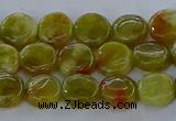 CNS619 15.5 inches 8mm flat round green dragon serpentine jasper beads