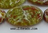 CNS638 15.5 inches 30*40mm oval green dragon serpentine jasper beads