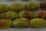 CNS641 15.5 inches 7*12mm rice green dragon serpentine jasper beads