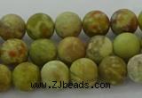 CNS651 15.5 inches 8mm round matte green dragon serpentine jasper beads