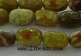 CNS661 15.5 inches 8*12mm drum green dragon serpentine jasper beads