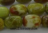 CNS662 15.5 inches 10*14mm drum green dragon serpentine jasper beads