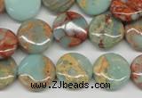 CNS80 15.5 inches 14mm flat round natural serpentine jasper beads