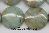 CNS84 15.5 inches 25mm flat round natural serpentine jasper beads