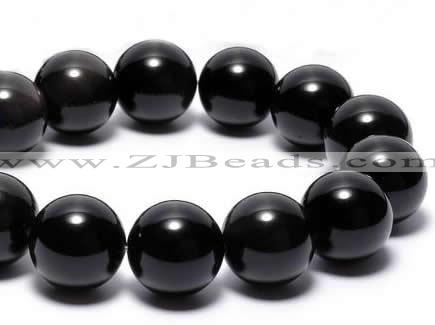 COB07 15.5 inches 18mm round black obsidian gemstone beads wholesale