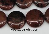 COB101 15.5 inches 20mm flat round mahogany obsidian beads