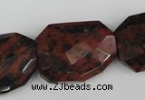 COB103 22*32mm twisted & faceted rectangle mahogany obsidian beads