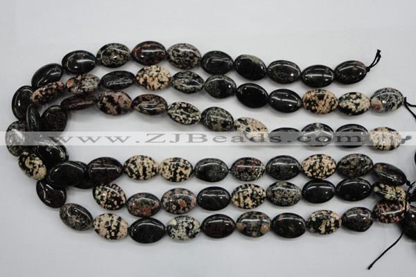 COB156 15.5 inches 13*18mm oval snowflake obsidian beads