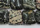 COB166 15.5 inches 20*20mm square snowflake obsidian beads