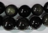 COB256 15.5 inches 14mm round golden obsidian beads wholesale