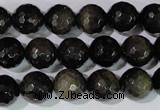 COB266 15.5 inches 12mm faceted round golden obsidian beads