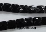 COB390 15.5 inches 10*10mm faceted square black obsidian beads