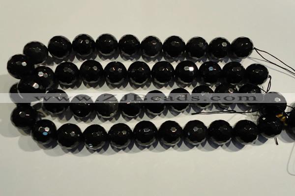 COB457 15.5 inches 18mm faceted round black obsidian beads
