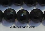 COB475 15.5 inches 10mm faceted round matte black obsidian beads