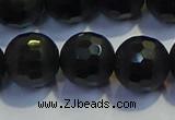 COB476 15.5 inches 12mm faceted round matte black obsidian beads
