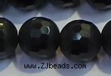 COB479 15.5 inches 18mm faceted round matte black obsidian beads