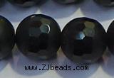 COB480 15.5 inches 20mm faceted round matte black obsidian beads