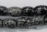 COB54 15.5 inches 12*16mm drum Chinese snowflake obsidian beads