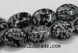 COB55 15.5 inches 12*16mm oval Chinese snowflake obsidian beads