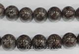 COB554 15.5 inches 12mm round red snowflake obsidian beads wholesale