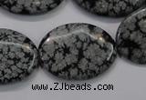 COB56 15.5 inches 22*30mm oval Chinese snowflake obsidian beads