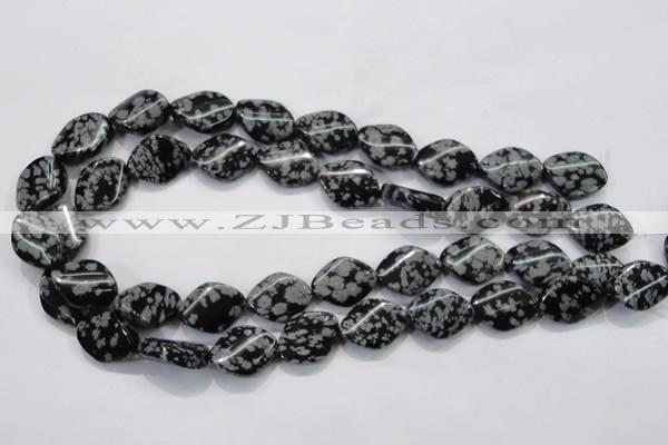 COB57 15.5 inches 15*20mm twisted oval Chinese snowflake obsidian beads