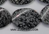 COB58 15.5 inches 25*35mm twisted oval Chinese snowflake obsidian beads