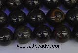 COB653 15.5 inches 10mm round gold black obsidian beads wholesale