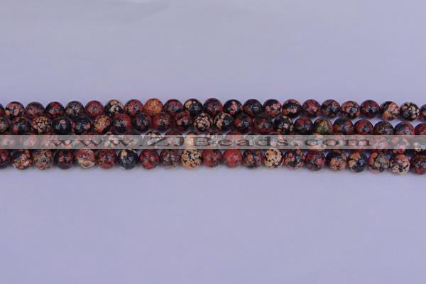 COB661 15.5 inches 6mm round red snowflake obsidian beads
