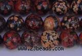 COB663 15.5 inches 10mm round red snowflake obsidian beads