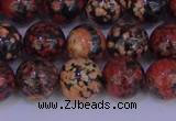 COB664 15.5 inches 12mm round red snowflake obsidian beads