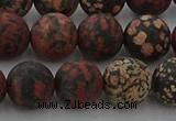 COB674 15.5 inches 12mm round matte red snowflake obsidian beads